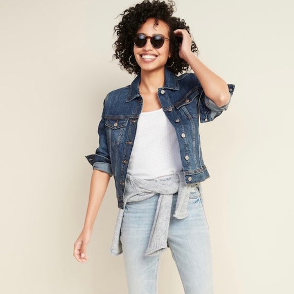 Old Navy Dark Blue Denim Jean Jacket - Picture 4 of 8